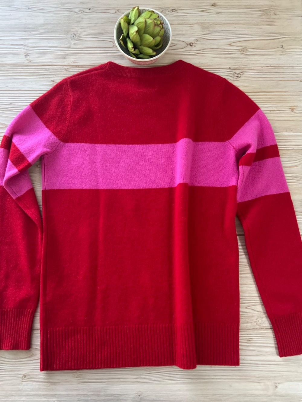 Madeleine Thompson Cashmere Colorblock Sweater Small Red Pink - Picture 7 of 8